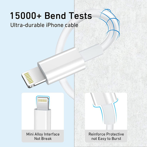 iPhone Charger 3pack 6ft [apple Mfi Certified] Long Lightnin