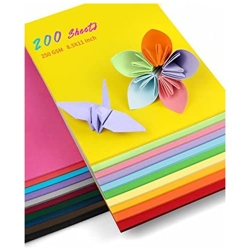 Cartulina De Colores De 200 Hojas, Papel De Cartulina D...