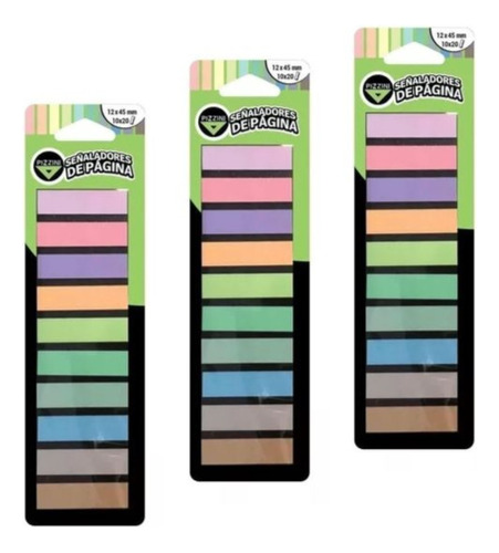 3 Set Señaladores 10 Colores Pastel Pizzini Banderitas Post 