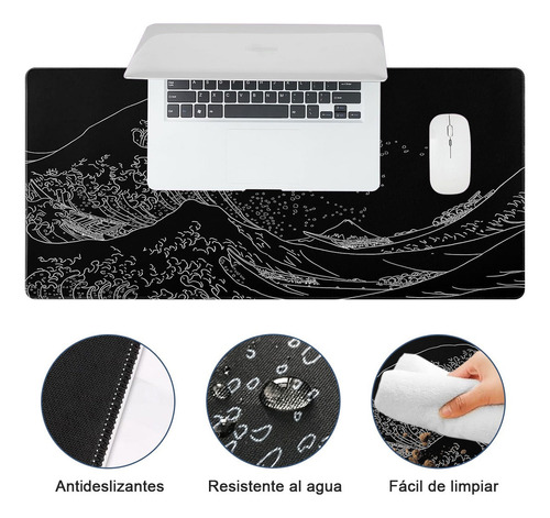 Alfombrilla De Ratón Antideslizante Para Juegos 800*300 Mm Color Negro Blanco Ondulada