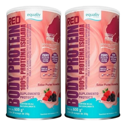 Kit 2 Body Protein 100% Frutas Vermelhas 600g -equaliv