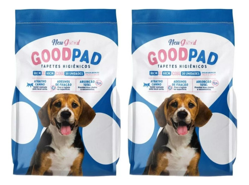 02 Tapete Higienico Good Pad P/ Cães E Gatos 80x60 Com 30 U