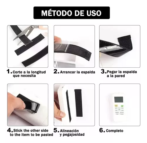 Cinta Velcro Doble Cara Reutilizable Removible De 8 M Negro