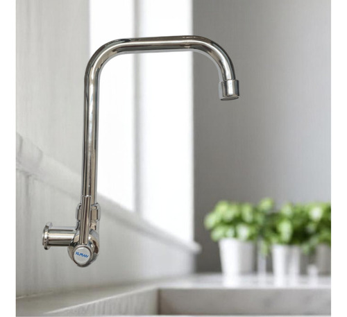 Torneira De Parede Para Cozinha Monocomando Abs Cromada 24cm Com Arejador Econômico Água Fria Instalação Simples Rosca 1/2 Linha Econômica Visual Moderno Leve E Resistente Fc-85 Via Flix