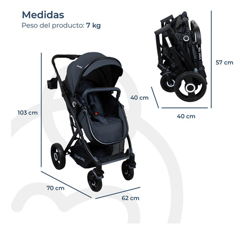 Coche Cuna Paseo Vox Negro Bebesit