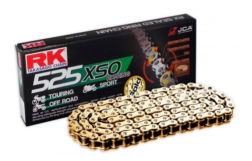 Cadena Rk 525 Xso. Dorada, Con Rx'ring, Fabricada En Japon.