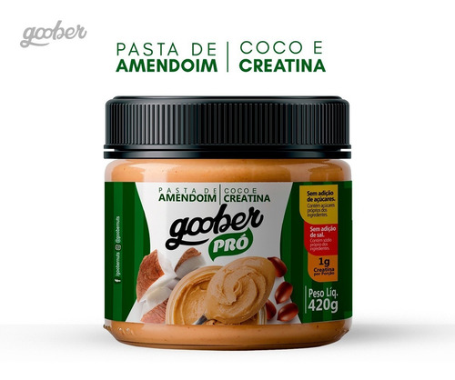 Pasta De Amendoim Com Coco E Creatina, 420g, Goober Pró