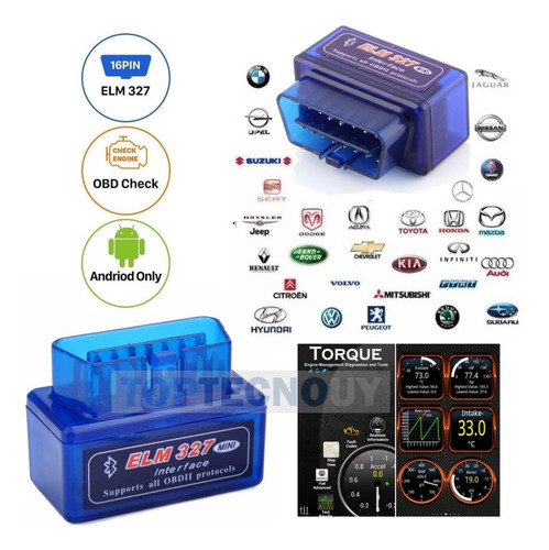 Imagen 2 de 3 de Scanner Auto Obd2 V2.1 Bluetooth Cuenta Vueltas Rpm Tuning ®