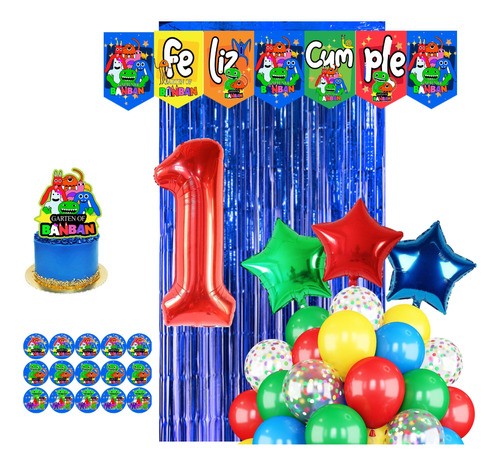 Pack Globos Garten Of Banban Numero Toppers Cortina Stickers