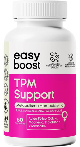 Tpm Support Easyboost Ácido Fólico Triptofano Magnésio 60cps Sabor Without Flavor