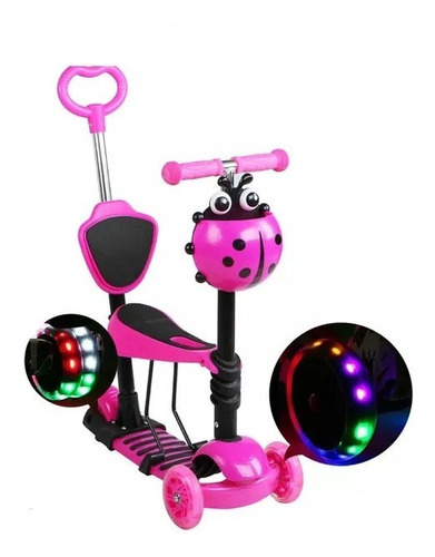 Imagen 5 de 5 de Patineta Scooter 3 En 1 Infantil Asiento Gt-4110b Rosado