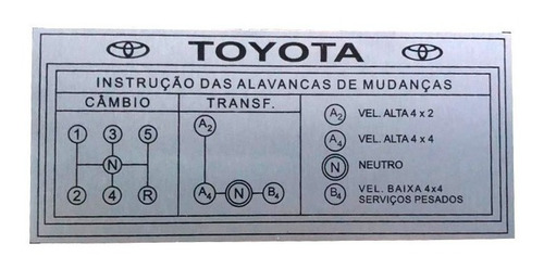 Plaqueta Painel Toyota Bandeirantes Com Reduzida 5 Marchas