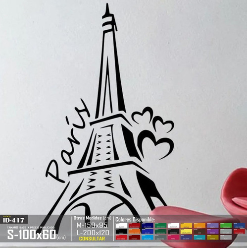 Vinilos Decorativos Torre Eiffel Corazones Paris Stickers