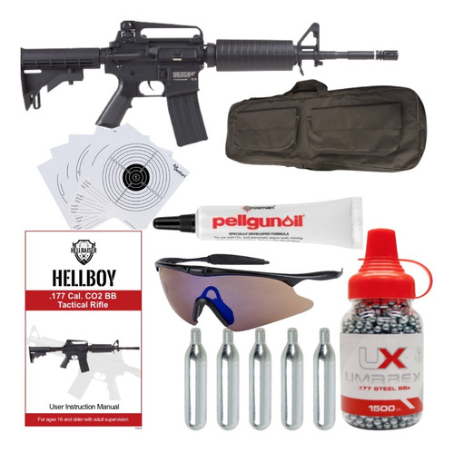 Rifle M4 R15 Hellboy Fps 495 Marcadora Bbs Co2 .177 Xtchwsp