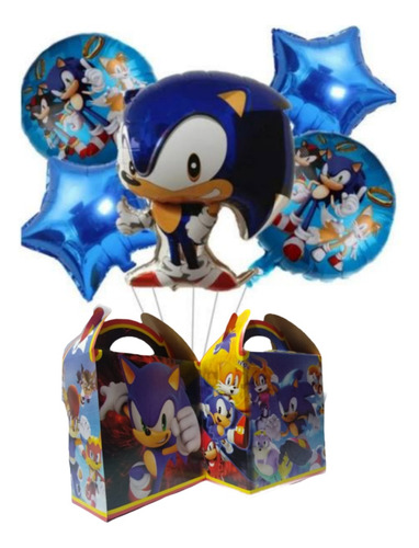 Sonic Set Globos Decoración Más Cajas Dulceras 50 Niños 