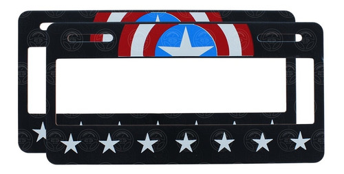 Par Marco Portaplacas Plastico Impreso Capitan America 