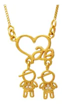 Comprar Colar Dois Meninos Mãe Dois Filhos Folheado Ouro Softjoias 