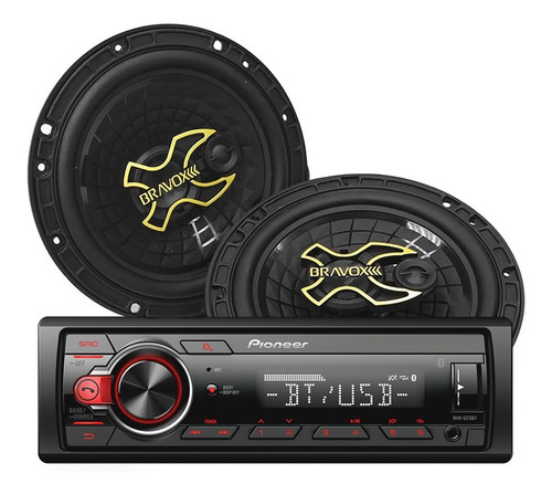 Imagen 1 de 4 de Combo Audio Car Stereo Pioneer+ Parlantes 6 PuLG Bravox Gold