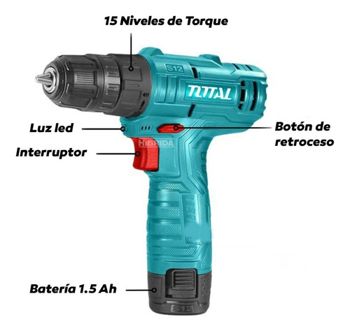 Taladro Atornillador 12v + Set Extensor Flex Puntas Dados