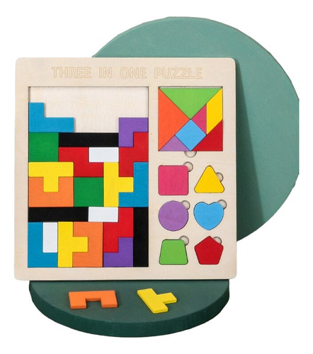 Juego Madera Tetris Puzzle Figuras Rompecabezas Colores 