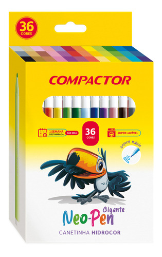 Canetinhas Coloridas 36 Cores Neo Pen Gigante Compactor