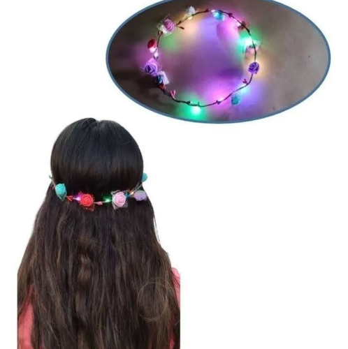 Diademas Con Luz Led 50pz Y Flores Luminosa Corona Ajustable