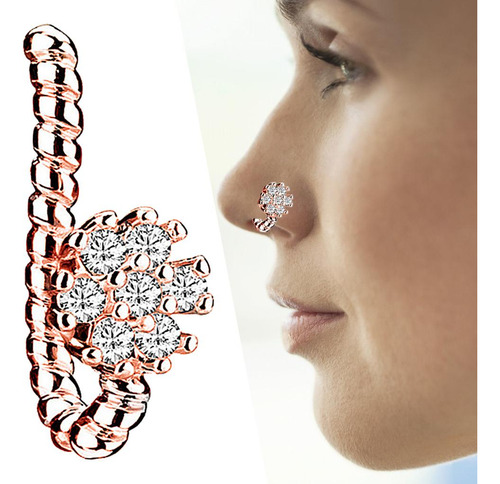 Anillos De Nariz Falsos 18g Aro Clip En La Nariz Oro Rosa