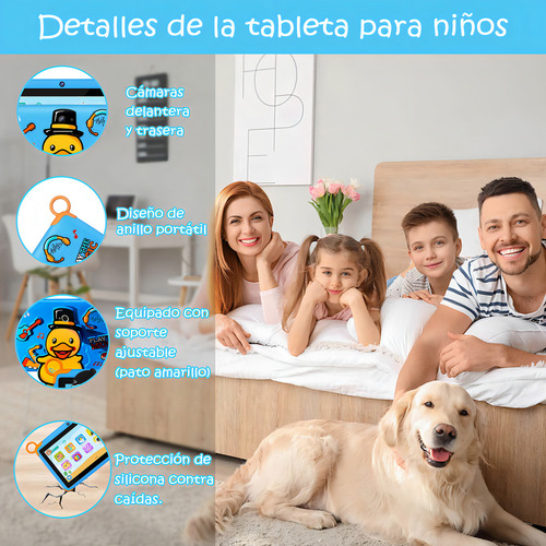 Tableta Kids One Economica E-24 64gb 4gb Ram 7'' Niños Color Celeste Carcasa a prueba de golpes