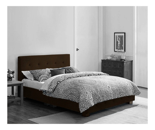 Muebles Set Recámara Nick Matrimonial Suede Chocolate Cama