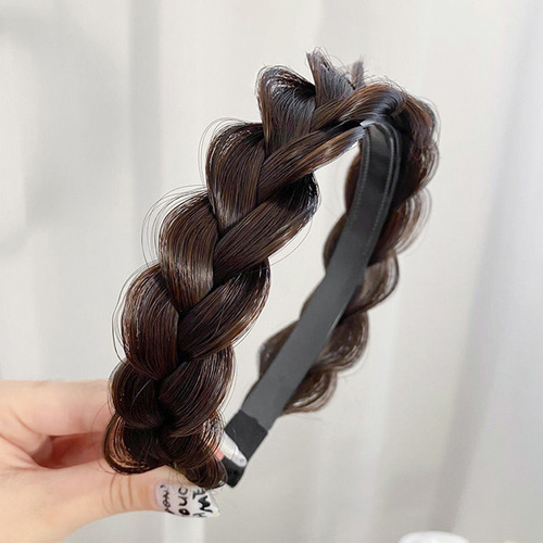 Diadema De Trenza Sintética Accesorio Cabello Moda Peinado Marrón Oscuro