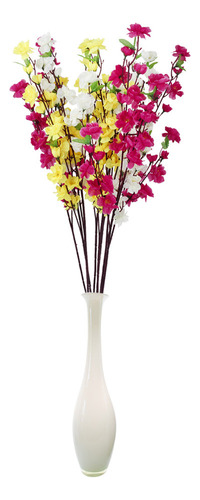10 Ramo De Flores De Durazno Artificial Con 3 Tallos De