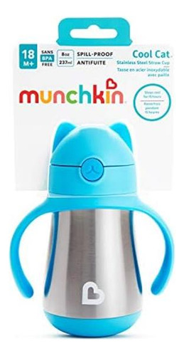 Vaso Munchkin Cool Cat Con Popote De Acero Inoxidable