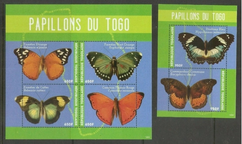 2014 Insectos- Mariposas- Rep Togo (2 Bloques) Mnh