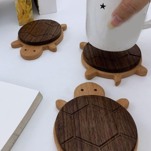 Posavasos De Madera Con Forma De Tortuga, Ideal Para
