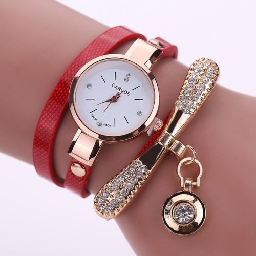 Relógios Feminino Pulseira Couro Retro Vintage Vermelho