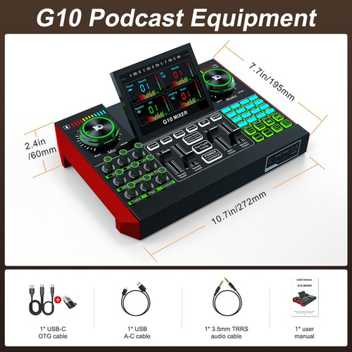 Mezclador De Audio De Juego Tenlamp G10, Tablero De Sonido E