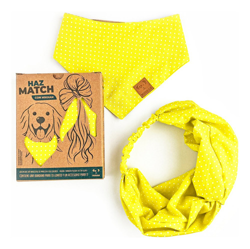 Mikhan Match Dúo Bandana Perro + Diadema Humano Lunares S