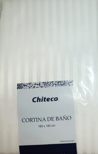 Cortina Baño Poliester 180x180 Cm Blanca + Ganchos Chiteco 