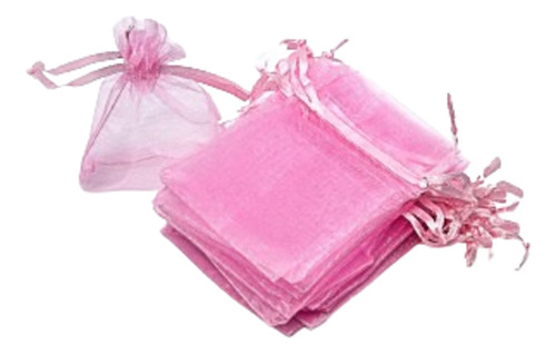 Bolsa De Organza Tul 9x12 Cm X50 Und Rosa
