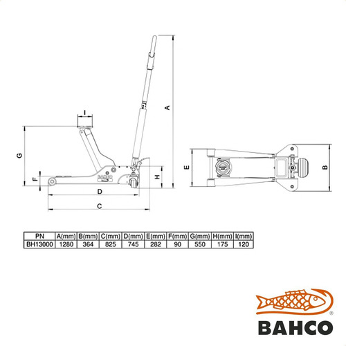 Crique Gato Hidráulico Bahco Carro Bh13000 3tn Largo 62cm