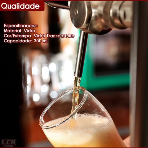 Kit Jogo 12 Copos De Vidro 350ml Tulipa Munich Copo P/ Chopp