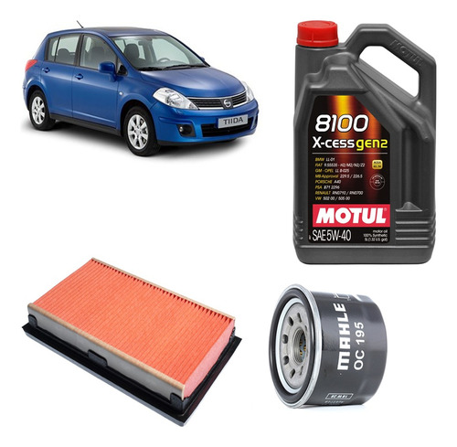 Kit 2 Filtros Nissan Tiida 1.8 Motul 8100 Xcess 5w40