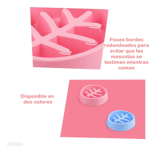 Plato Comedero Perro Gato Diet Come Lento Regula Ansiedad Rosa