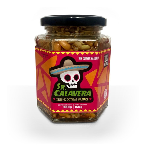 Imagen 5 de 7 de Salsa Gourmet De Semillas Sr Calavera 230g Picor Medio