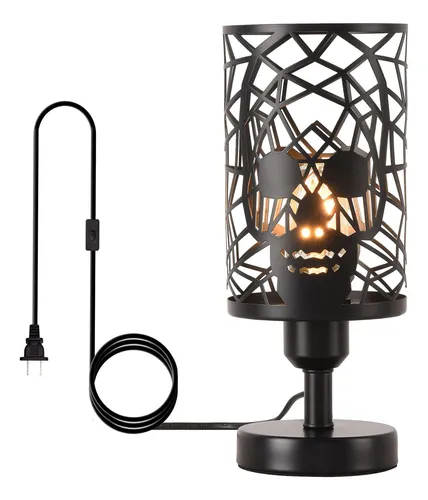 Lmpara De Mesa De Calavera Negra Con Interruptor De Enchufe,