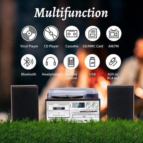 Tocadiscos 10 En 1 Bluetooth Con Altavoces Externos