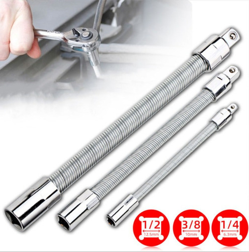 3pcs Extensor De Catraca Flexível 1/4 3/8 1/2