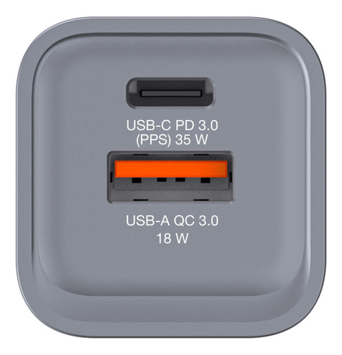 Cargador Verbatim Gan Charger 35w Con Adapdores Sin Cable Color Gris