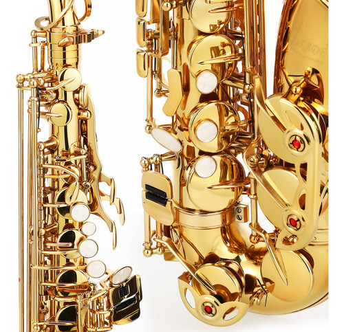 Saxofon Alto Latón Laqueado Dorado Profesional 68cm