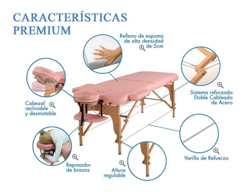 Camilla Plegable Masajes Portatil Madera Apoya Brazos